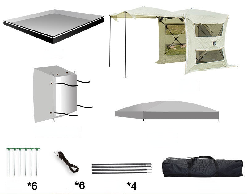 Tente Polyvalente à Double Couche avec Extension Coffre : Abri Compact et Multifonctionnel pour le Camping