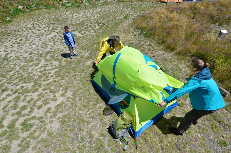 Tente double avec mât en aluminium pour camping en plein air