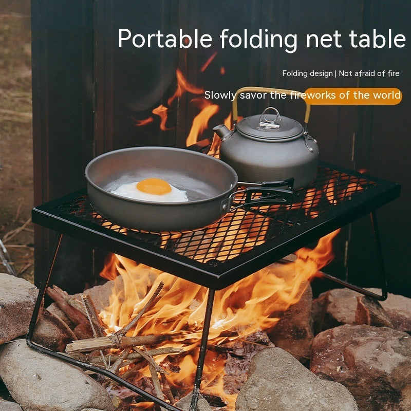 Table de Grillage Pliable en Acier Inoxydable pour Feu de Camp