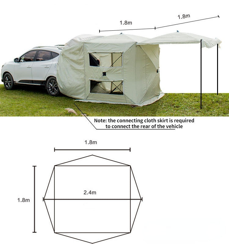 Tente Polyvalente à Double Couche avec Extension Coffre : Abri Compact et Multifonctionnel pour le Camping