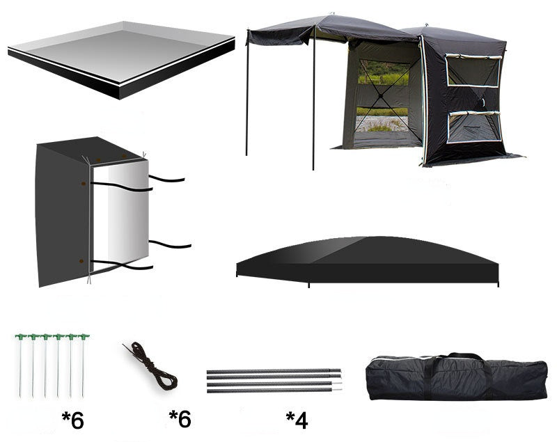 Tente Polyvalente à Double Couche avec Extension Coffre : Abri Compact et Multifonctionnel pour le Camping