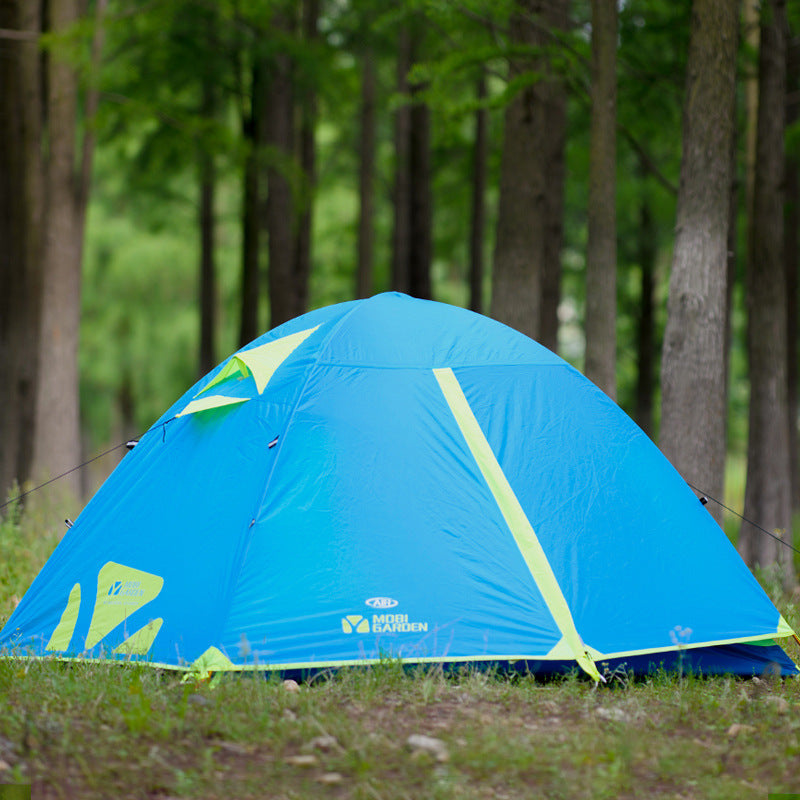 Tente double avec mât en aluminium pour camping en plein air