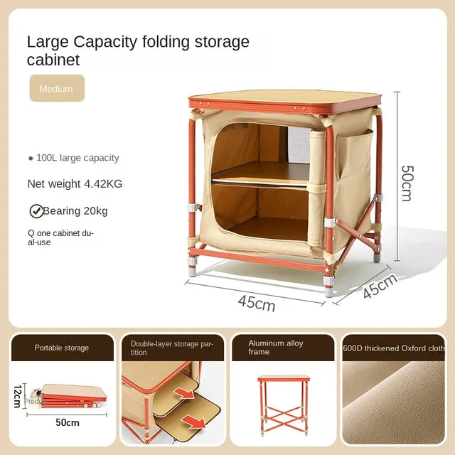 Armoire de rangement pliable en bois pour l'organisation en plein air