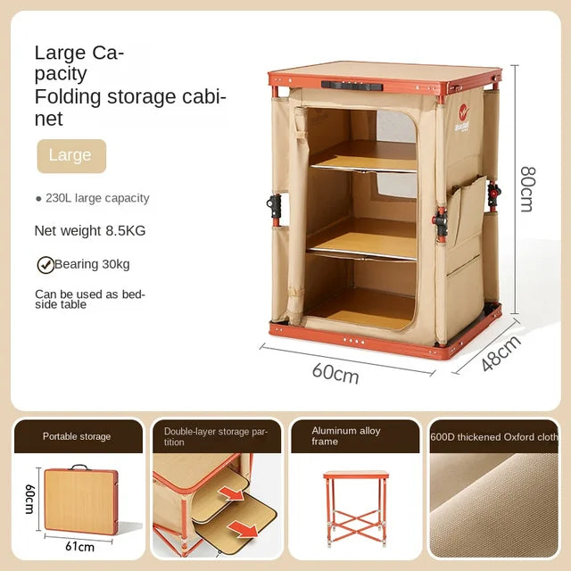 Armoire de rangement pliable en bois pour l'organisation en plein air