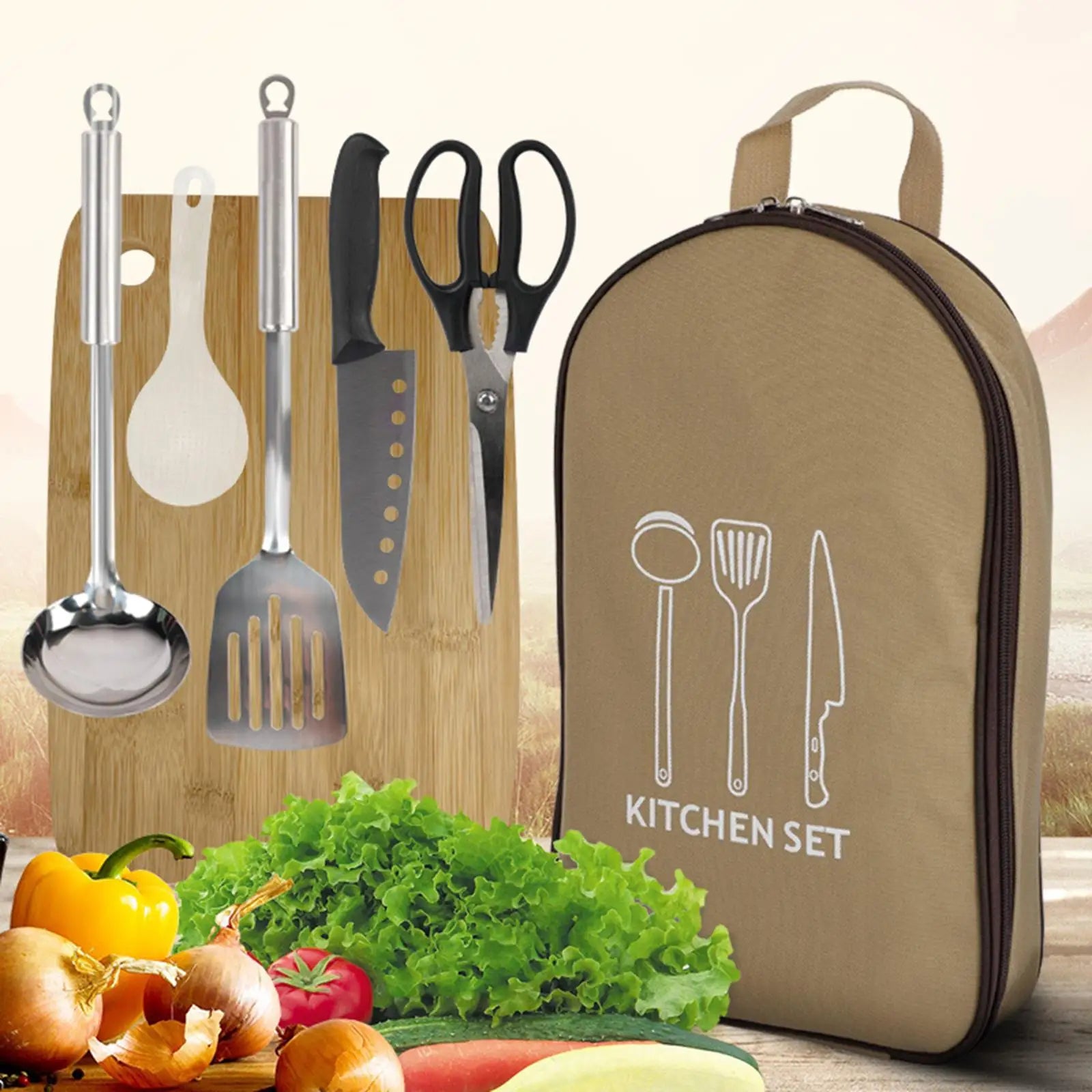 Ensemble d'Ustensiles de Cuisine pour Camping en Plein Air