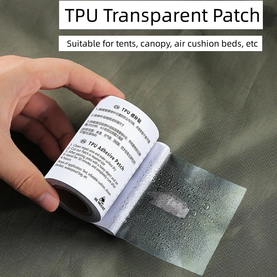 Patch Adhésif Transparent en TPU pour Réparation de Tente Étanche - Produit Gonflable