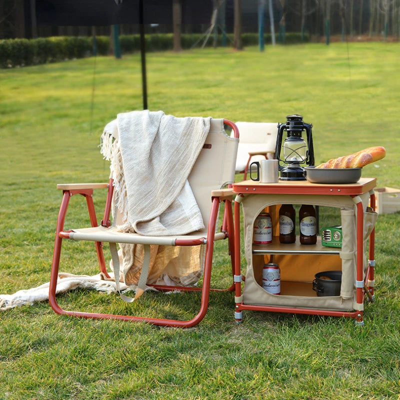 Armoire de rangement pliable en bois pour l'organisation en plein air