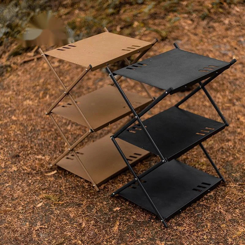 Support de Rangement Multifonctionnel en Alliage d'Aluminium : Portable et Pliable pour Camping