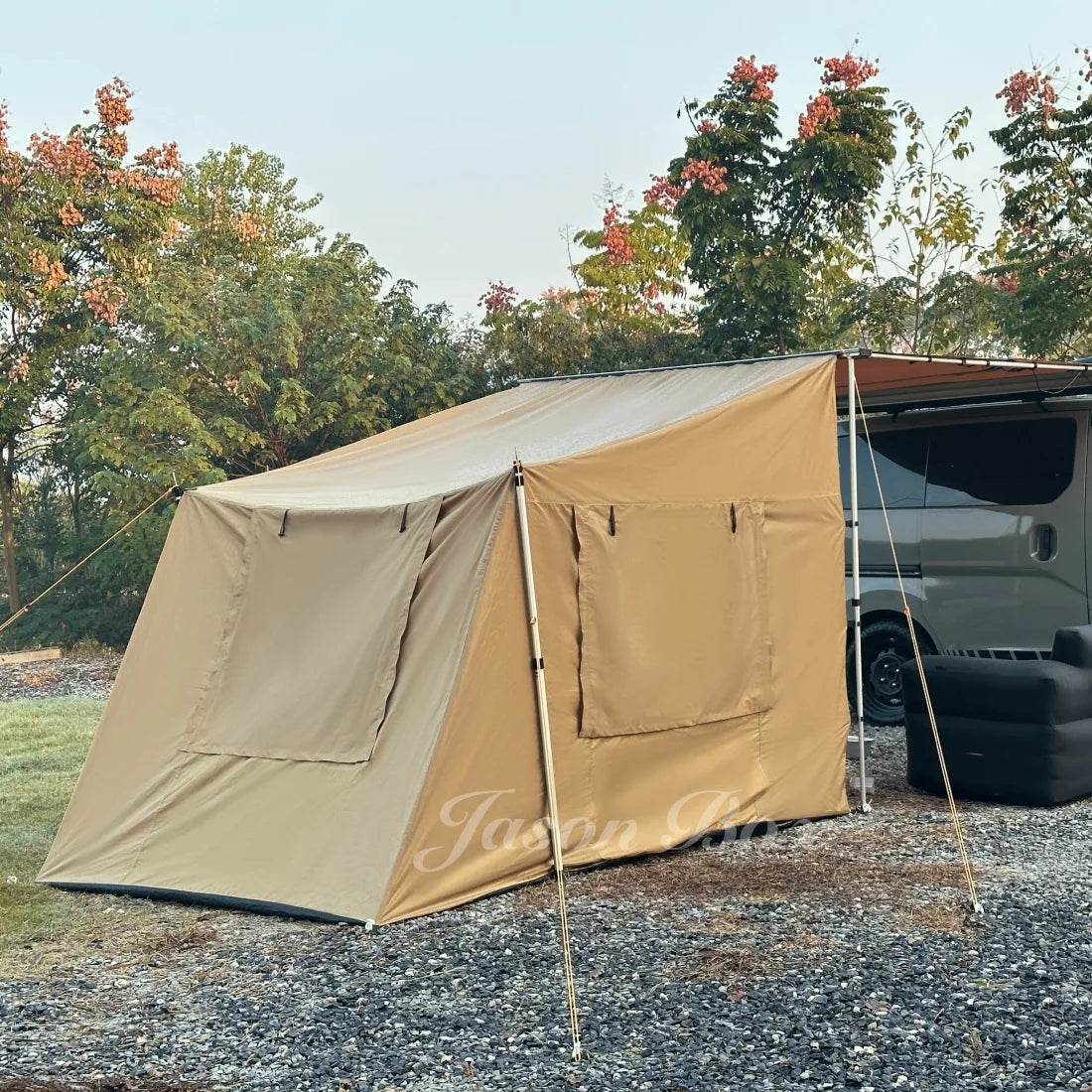 Vu d'en haut d'auvent de camping car