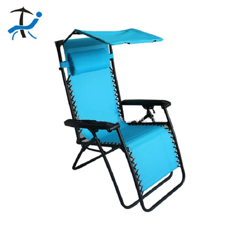 Chaise de camping pliante avec parasol