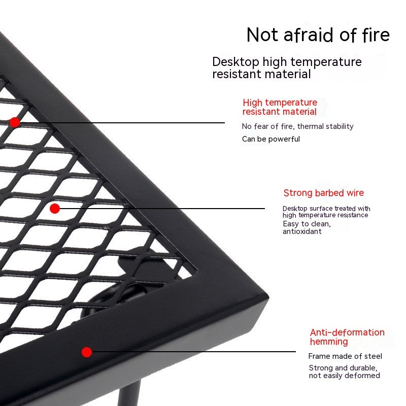 Table de Grillage Pliable en Acier Inoxydable pour Feu de Camp