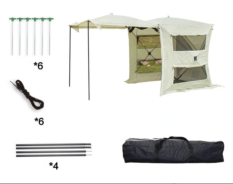 Tente Polyvalente à Double Couche avec Extension Coffre : Abri Compact et Multifonctionnel pour le Camping